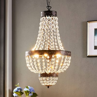 Lindby - hanglamp - 5lichts - glaskristal, metaal - G9 - zwart goud geborsteld