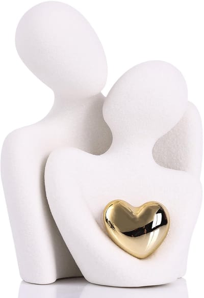 paar knuffelen geschenken standbeeld, mini-paar porseleinen geschenken voor bruiloft, jubileum, verloving, thuis woonkamer plank koppels ornamenten beeldjes (4,7 inch wit)