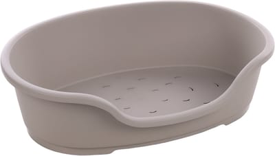 Flamingo Mand Tuck Ovaal Grijs – Maat L – 81×51×24 cm – Stevige en Comfortabele Kunststof Hondenmand voor Middelgrote Honden
