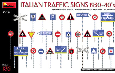 MiniArt Modelbouwpakket Militaire voertuigen - 35637 Italian Traffic Signs 1930-40s Plastic - 1:35 - Modelbouw