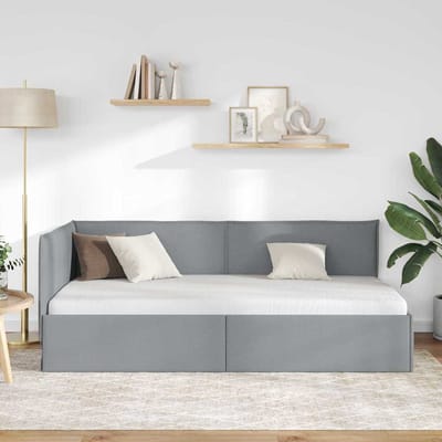 vidaXL - Hoek - Bed - Frame - Lichtgrijs - 100 - x - 200 - cm - Stof