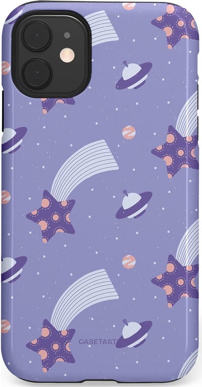 Casetastic Hoesje Geschikt voor Apple iPhone 11 - Stijlvolle Beschermende Duo-layer Case - Sterrenhemel Lila
