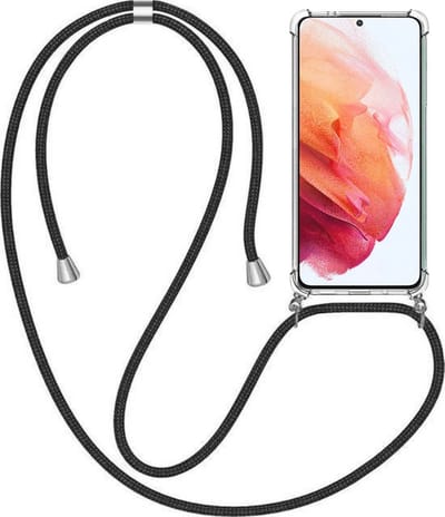 Telefoonhoesje Geschikt voor Samsung Galaxy S21 Plus met Koord en Stootrand - TPU Backcover Shockproof met Lanyard - Smartphonica geschikt voor Samsung Galaxy S21 Plus
