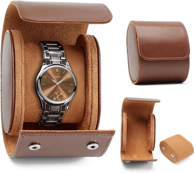 Elegante Leren Horlogedoos voor 1 Horloge, Perfect voor Reizen, Cadeau-idee en Organisatie van Sieraden - Bruin