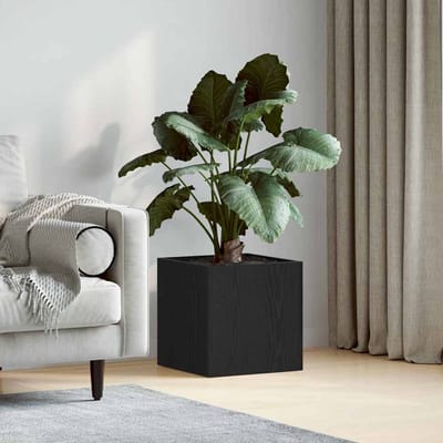 vidaXL Bloempot Box Zwart Eiken 40 x 40 x 40 cm Bewerkt hout
