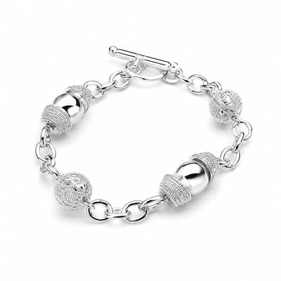 Engravia by Derya – Zilveren Armband Dames – 925 Sterling Silver Plating – Luxe Schakelarmband met Glanzende & Sprankelende Details – Elegant Cadeau voor Haar
