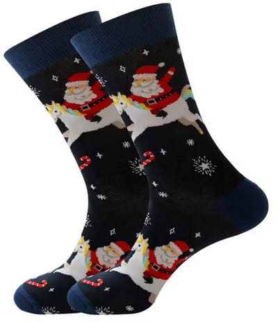 ZOETTT Kerst Unicorn sokken - Sokken - Leuke sokken - Vrolijke sokken - Kerst cadeau - Cadeau voor mannen - Cadeau voor vrouwen - Unicorn sokken - Foute kerst sokken - Christmas