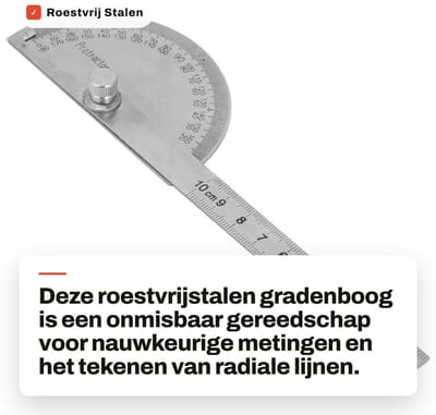 Dailygoods- Gradenboog roestvrij staal 180 graden - Roterende Hoekzoeker - Digitale Hoekmeter - Rechte Liniaal 100mm - Halve Cirkel 90mm - Nauwkeurigheid 1mm/1°