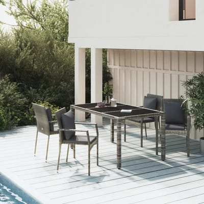 vidaXL - 5-delige - Tuinset - met - kussens - poly - rattan - grijs