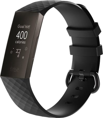 KELERINO. Siliconen bandje geschikt voor Fitbit Charge 3 / Charge 4 Zwart - Large