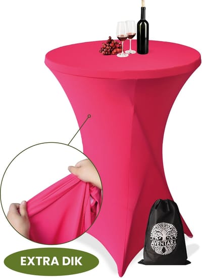 Statafelrok Roze x 1 – ∅80-85 x 110 cm – Luxe Extra Dikke Stretch Stof – Inclusief Opbergtas – Kras- en Kreukvrije Statafelhoes – Perfect voor Horeca, Bruiloften en Feesten