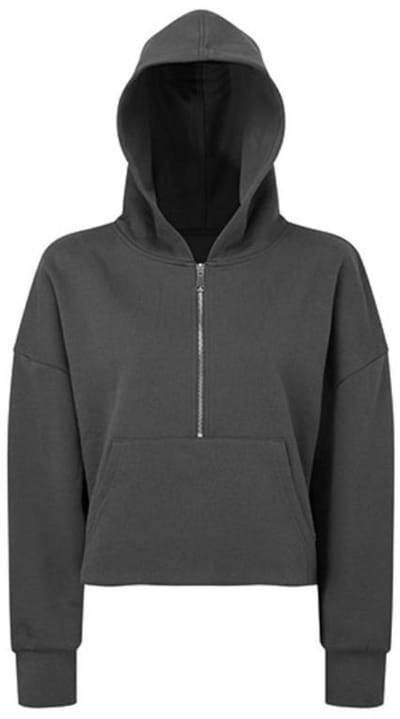 TriDri - Dames Hoodie met halve Rits - Charcoal maat XS