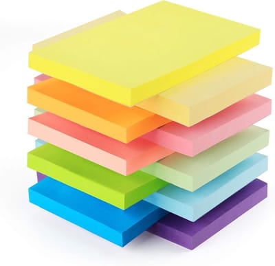 Notitieblokken in kleurrijk design, 76 x 127 mm, 1000 vellen - Kantoor, Studenten, Thuis, Zelfklevende Notitieblaadjes