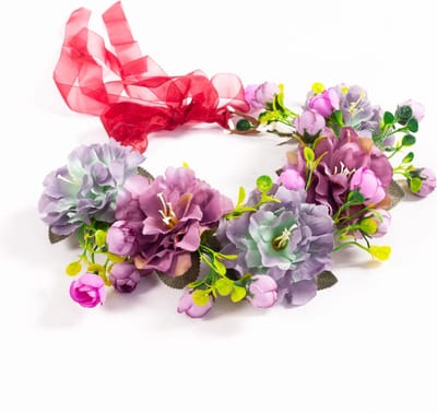 KIMU® Grote Bloemenkrans Haar Paars - Paarse Bloemen Haarband Diadeem - Band Bloemetjes - Elf Boho Festival