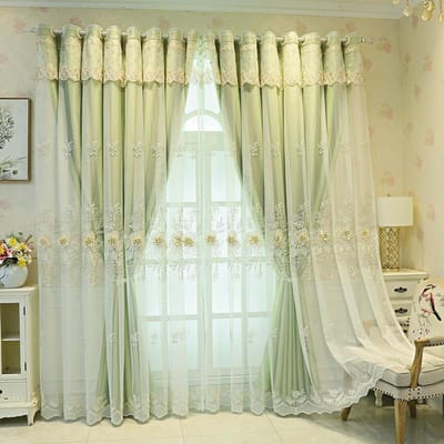 Mode Moderne Luxe Jacquard Dubbele Laag Verduisterende Gordijnen Dikke Gordijnen Woonkamer Woondecoratie W100*H150cm groen