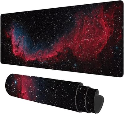 Muismat XXL sterrenhemel, grote gaming muismat 1000 x 500 x 3 mm, landschap muismat met naden aan de randen, oversized antislip rubberen basis muismatten, voor laptop & Mausa LJ-2213