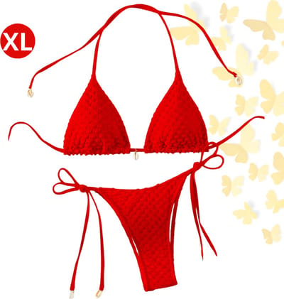 Livano Bikini Dames - Meisjes Bikini - Badpak - Push Up - Vrouwen Badkleding - Zwemmen - Sexy Set - Top & Broekje - Rood - Maat XL