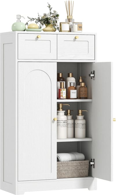 HOMCOM-Badkamerkast-60x30x108cm-Spaanplaat-Wit