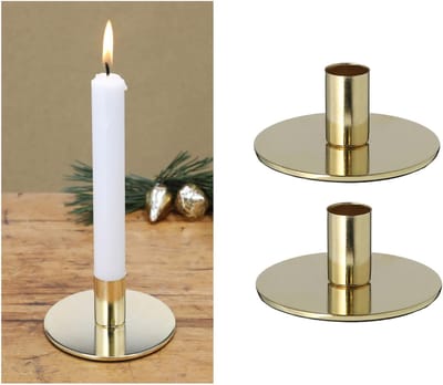 Set van 2 kaarsenhouders metaal rond goud 10x5cm kersttafeldecoratie kaarsenhouder tafelkaarsen kaarspen scandinavisch chic vintage kaarsenhouder retro kaarsenbord decoratieve schaal woonkamer