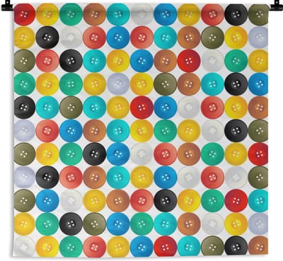 Wandkleed - Wanddoek - Knopen - Regenboog - Kleding - Design - 90x90 cm - Wandtapijt