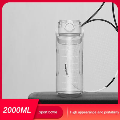 2000 ml sportfles met grote capaciteit en rietje Outdoor Fitness draagbare waterbeker lekvrij 2000ML