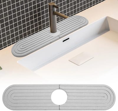JHUBERS- Afdruipmat Sneldrogend - Gootsteenmat - Waterkraanmat - Spatbescherming - Hoogwaardige Zeegras - 40 x 10 cm
