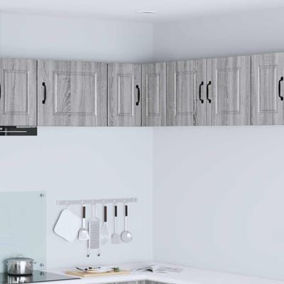 vidaXL - Wandhoekkast - PORTO - Grijs - Sonoma - 57 - x - 57 - x - 40 - cm - Bewerkt - hout