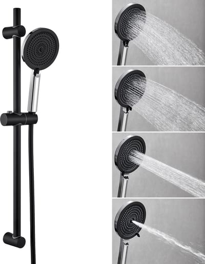 Auralum max Doucheset met Handdouche 4 standen - Handdouche ø 12.68 cm - 71 cm Glijstang - Mat Zwart