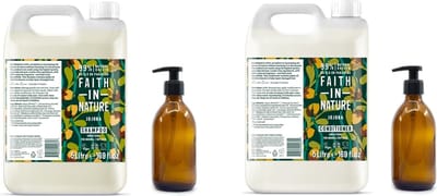 FAITH IN NATURE - Shampoo & Conditioner Jojoba Refill - 2 x 5 Liter= 10 liter - nu met 2 Gratis glazen refill flessen 500ml