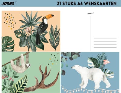 Joons Wenskaarten set blanco 21 stuks - kaartjes om te versturen A6 formaat - kaartenset kaartjes blanco