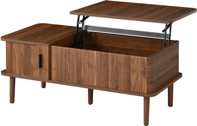 Salontafel Walnoot - In Hoogte Verstelbaar - Moderne Retro Salontafel - Woonkamer - Bruin