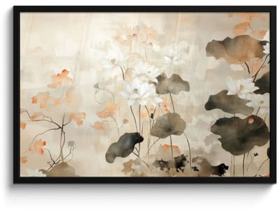 Poster in lijst - Fotolijst 90x60 cm - Posters - Bloemen - Japandi - Wabi sabi - Posterlijst zwart - Decoratie - Wanddecoratie woonkamer - Muurdecoratie slaapkamer