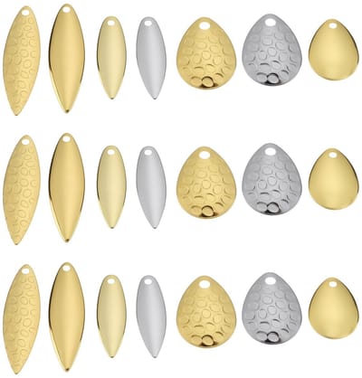 Dailygoods- Spinner Blade Kit 50 Stuks - Gouden/Zilveren Bladen - Verschillende Maten - Koper - Voor Lokken Maken - Getextureerde Bladen - Visbladen