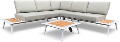 Loungeset / Hoekset Bergamo Wit met koffietafel