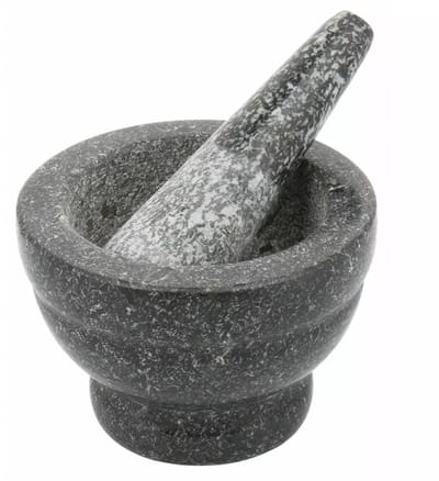 Kinghoff Granieten Vijzel en Stamper Set - Ø 14 x 8 cm, Natuurlijk Graniet, Slijtvast en Stijlvol, Vijzel van Graniet