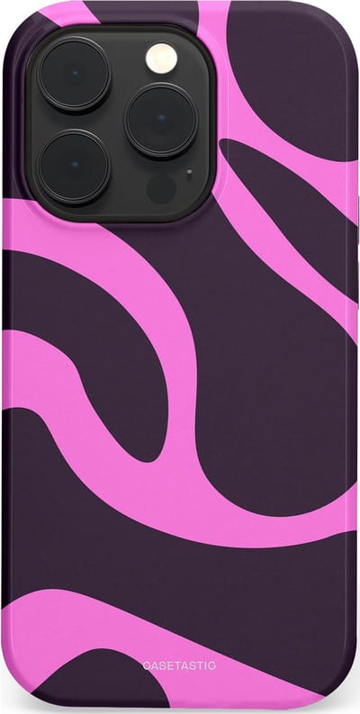 Casetastic hoesje geschikt voor Apple iPhone 14 Pro - MagSafe - Dubbellaagse bescherming - Roze Paarse Lavendel Abstractie - Fashion Case - Donkergrijs Roze