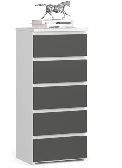 Ladekast CL5 met 5 Lades / AKORD Furniture Factory / Wit - Grafietgrijs / 40 x 92 x 35 cm