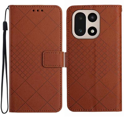 Coverup Hoesje - Geschikt voor OnePlus 15 Hoesje - Coverup Rhombus Book Case - Bruin