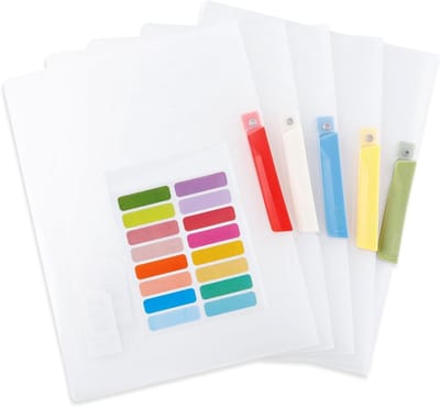 Set van 5 A4 Plastic Folders in Jelly Kleur, Transparante Beschermhoezen met Identificatielabel, Ideaal voor Documenten en Organisatie