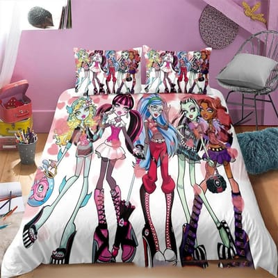 3D Geprint Monster High Beddengoed Set Dekbedovertrek Slaapkamer Dekbedovertrekken Eenpersoons Tweepersoons Kingsize Quiltovertrek Hometextiel 2/3 STUKS 240X220cm-3pcs