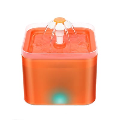 Loha-party Drinkfontein voor Katten en Honden - Drinkfontein Kat - Waterfontein met Filter  - Kattenfontein - Drinkfontein Hond - Waterbak - Drinkbak - 2L -Orange
