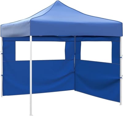 Opvouwbare partytent met 2 zijwanden 3x3 m Blauw tuinpaviljoen