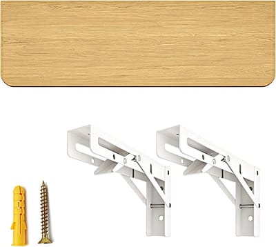 Klaptafel Hout - Wandbureau Opklapbaar - Werkruimte Creëren - Ruimtebesparend Ontwerp - 80x30cm - Natuurlijk Hout