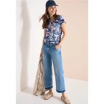 Shirt met gespleten hals en grafische print