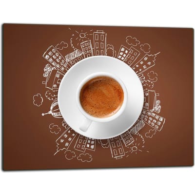 TMK ArtDeko - Snijplank Glas - 52x40 cm - Koffiemotief - Veilig en Duurzaam