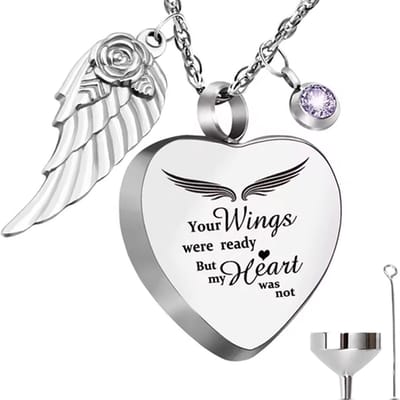 Luxe Ashanger - met Ketting (55 cm) - Voor As, Haren of Parfum - Assieraad - As Ketting - Gedenksieraad - Urn - As hanger - Incl. As vuller en Opbergzakje - Wings