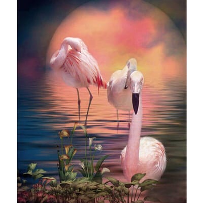 Diamant borduurwerk zonsondergang flamingo diy diamant schilderij kruissteek decor diamant mozaïek thuis cadeau 20X30CM beige