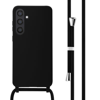 imoshion Hoesje - Geschikt voor Samsung Galaxy S24 Plus - Siliconen hoesje met koord - Zwart