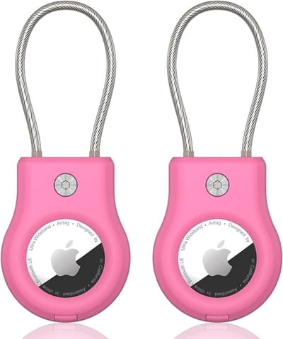 voor AirTag Houder - Waterdichte AirTag Sleutelhanger met Draadkabel, Compatibel met Apple AirTag, Secure AirTagged Houder voor Bagage, Sleutelhanger,roze 2 stuks