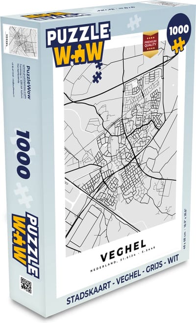 Puzzel Stadskaart - Veghel - Grijs - Wit - Legpuzzel - Puzzel 1000 stukjes volwassenen - Plattegrond